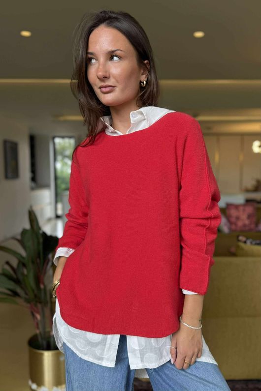 Made in Italy Conrad Body Skim Knit Jumper Rouge